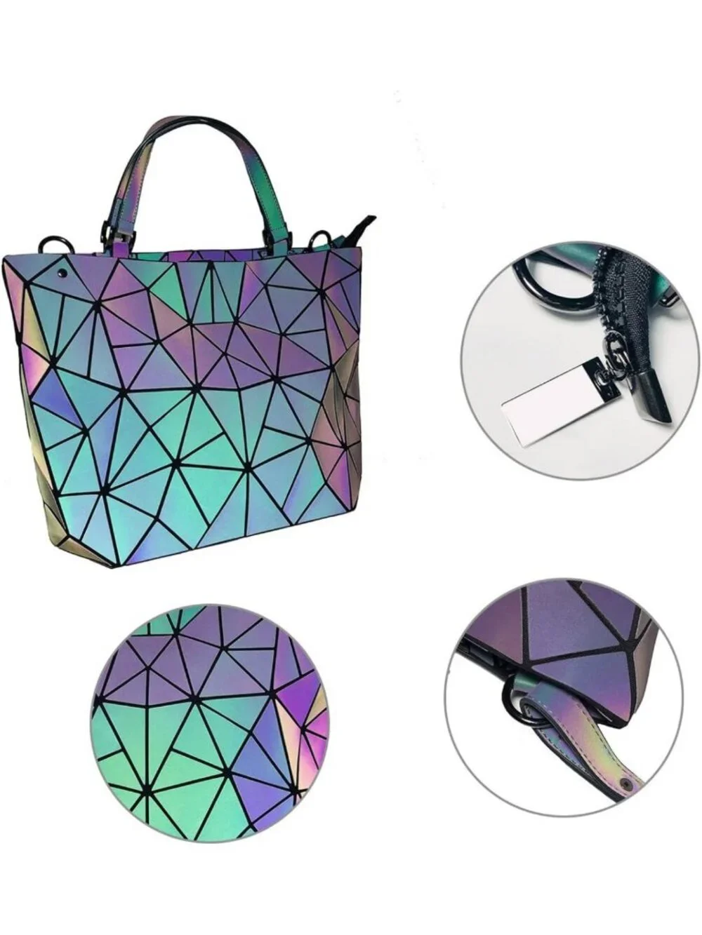 Luminous Geometric Handbag for Women | Stylish Top Handle Satchel Purse